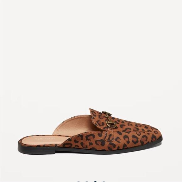Old Navy brown leopard Faux-Leather Loafer Mule Shoes - Picture 2 of 11